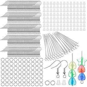 800Pcs Sterling Silver Earring Hooks for Jewelry Making, DIY Earring Making Supplies Kit, Ear Fish Hook Earing Findings (Silver) in Kuwait