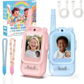 Video Walkie Talkies Toys for Kids Ages 3-12 – Rechargeable USB Two-Way Radios with Camera, 2 Packs Handheld Intercom for Indoor Outdoor Family Games, Camping, Hiking & Birthday Gifts (Blue & Pink) in Saudi Arabia