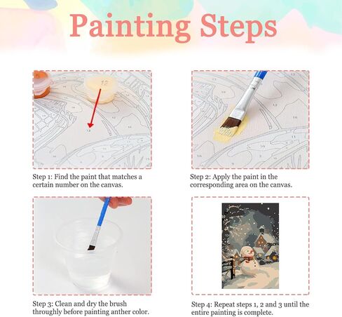 Auremi Snowman Framed Paint by Number for Adults,DIY Christmas Painting by Number Kits on Canvas Acrylic Oil Painting Kits for Adults Paint by Number Kits for Home Decor 20x30cm in Kuwait