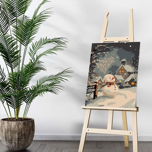 Auremi Snowman Framed Paint by Number for Adults,DIY Christmas Painting by Number Kits on Canvas Acrylic Oil Painting Kits for Adults Paint by Number Kits for Home Decor 20x30cm in Kuwait
