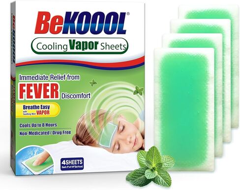 BeKoool Kids Fever Non-Medicated Cooling Mint Vapor Sheets | 4 Count in Kuwait