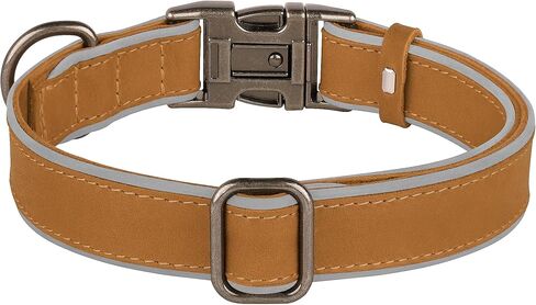 Personalized Leather Dog Collar with Engraved Metal Buckle Custom Soft Padded Reflective Collars for Small Medium Large Breed Dogs Puppy, 4 Sizes, 7 Colors (Brown, XL, 19"-24") in Saudi Arabia