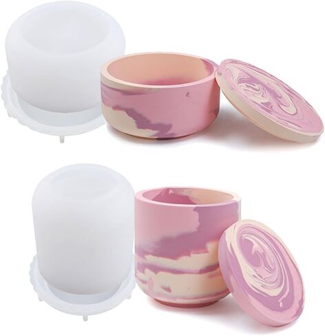 BIGEBO 2PCS Large Jar Resin Mold with Lid, Creative Epoxy Pot Molds for Trinket Planter & DIY Crafts Silicone Jar Molds Candy Jewelry Storage Boxes in Saudi Arabia
