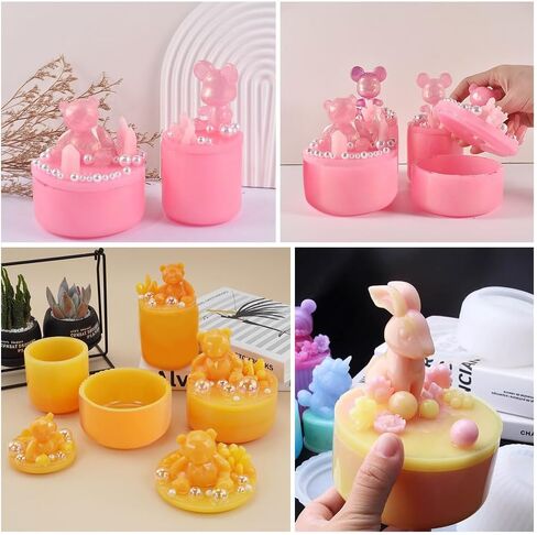 BIGEBO 2PCS Large Jar Resin Mold with Lid, Creative Epoxy Pot Molds for Trinket Planter & DIY Crafts Silicone Jar Molds Candy Jewelry Storage Boxes in Saudi Arabia