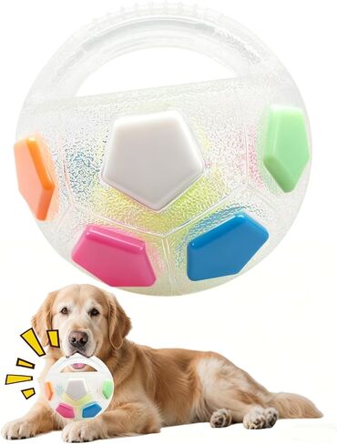 The Mellow Dog Calming Ball with Handle, Interactive Football Shape Dog Toy Squeaky Calming Balls for Medium Large Breeds in Kuwait