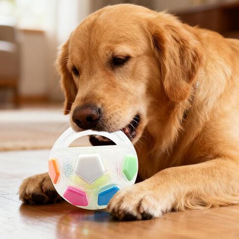 The Mellow Dog Calming Ball with Handle, Interactive Football Shape Dog Toy Squeaky Calming Balls for Medium Large Breeds in Kuwait