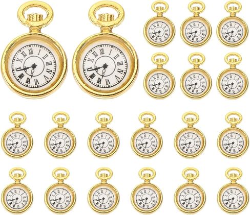 PATIKIL Watch Clock Charm Pendant, 20 Pcs Alloy Enamel Retro Vintage Pocket Watch Charm for Woman Necklace Earring Bracelet Jewelry Making and DIY Crafts in Saudi Arabia
