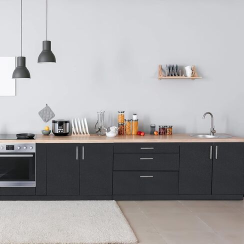 Arthome 11.8''x100'' ورق اتصال أسود، ورق حائط ذاتي اللصق مقاوم للماء من الفينيل PVC اللامع، مقاوم للزيت، ورق حائط أسود، ورق فينيل لسطح غطاء الأثاث، كونترتوب، مطبخ، بطانة رف in Kuwait