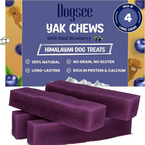Dogsee Blueberry Flavor Himalayan Yak Cheese Dental Chews for Dogs - (Large 4)| Dog Treats Healthy | Cleans Teeth & Freshens Breath | No Grain, No Gluten | Dog Chews Rawhide Free in Saudi Arabia