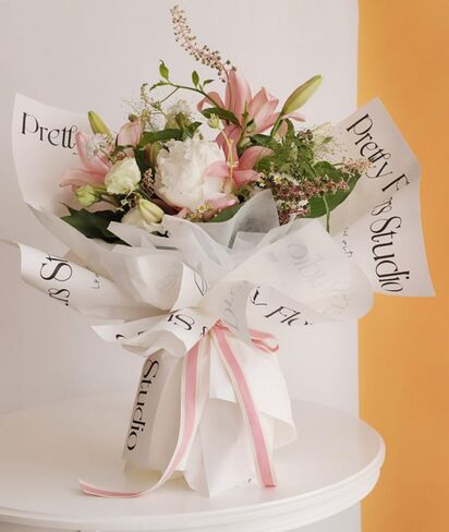 NatureMan 40 Sheet White Minimalist Floral Wrapping Paper,Florist Bouquet Supplies,Waterproof Flower Wrapping Paper17.3 * 11.2 in in Saudi Arabia