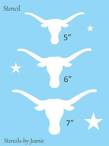 استنسل من Joanie Western Texas Longhorn Stencil Barn Star Southwest Bull Steer أشكال لافتات DIY 9 بوصة × 12 بوصة in Kuwait