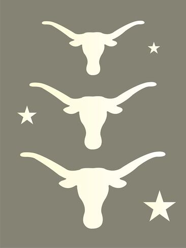 استنسل من Joanie Western Texas Longhorn Stencil Barn Star Southwest Bull Steer أشكال لافتات DIY 9 بوصة × 12 بوصة in Kuwait