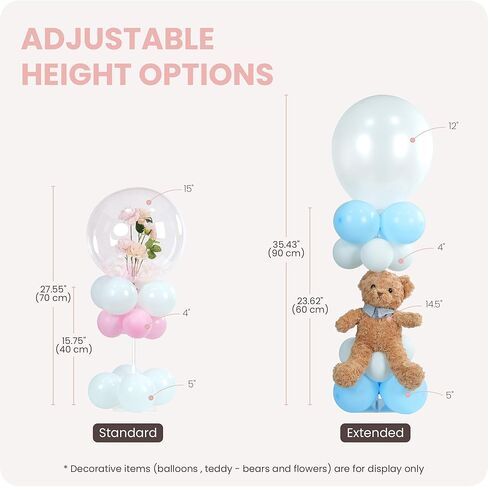 YALLOVE Balloon Stands for Table Set of 4, Adjustable Height 15.75 Inch, 23.62 Inch Balloon Centerpiece Stand, Acrylic Balloon Stick Holder with Base for Party Decorations (Balloons Not Included) in Saudi Arabia