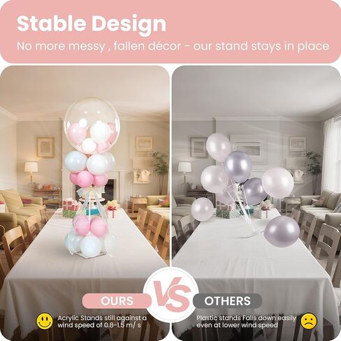 YALLOVE Balloon Stands for Table Set of 4, Adjustable Height 15.75 Inch, 23.62 Inch Balloon Centerpiece Stand, Acrylic Balloon Stick Holder with Base for Party Decorations (Balloons Not Included) in Saudi Arabia