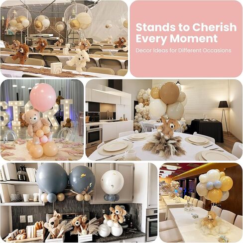YALLOVE Balloon Stands for Table Set of 4, Adjustable Height 15.75 Inch, 23.62 Inch Balloon Centerpiece Stand, Acrylic Balloon Stick Holder with Base for Party Decorations (Balloons Not Included) in Saudi Arabia