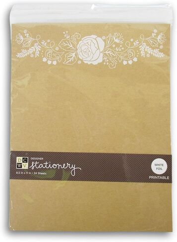 Kraft Stationery with White Flowers Header - Rustic Brown Printer Paper 8.5 x 11 Inches - 24 Sheet in Kuwait