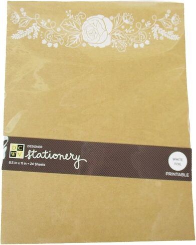 Kraft Stationery with White Flowers Header - Rustic Brown Printer Paper 8.5 x 11 Inches - 24 Sheet in Kuwait