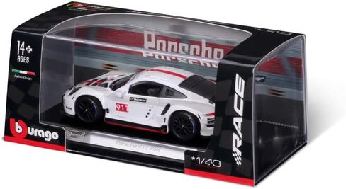 911 RSR #911 White with Red Stripe and Graphics Race Series 1/43 Diecast Model Car by Bburago 38302 in Saudi Arabia