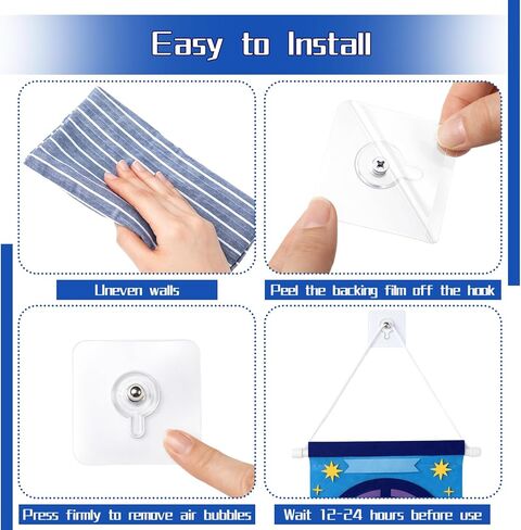 45 Pack Picture Hangers Without Nails, 30lb Heavy Duty No Drill Adhesive Hooks Waterproof Hanging Hook for Bathroom Kitchen, Transparent Sticky Hooks for Frames in Saudi Arabia