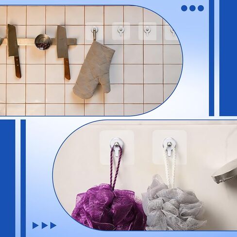 45 Pack Picture Hangers Without Nails, 30lb Heavy Duty No Drill Adhesive Hooks Waterproof Hanging Hook for Bathroom Kitchen, Transparent Sticky Hooks for Frames in Saudi Arabia