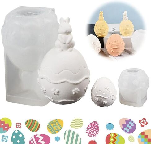 Easter Egg Rabbits Flower Candle Molds Silicone, Unique Flowe Egg Silicone Mold, DIY Making Craft Supplies Easter Gifts Home Decor, Effortless Demolding & Reusability in Saudi Arabia