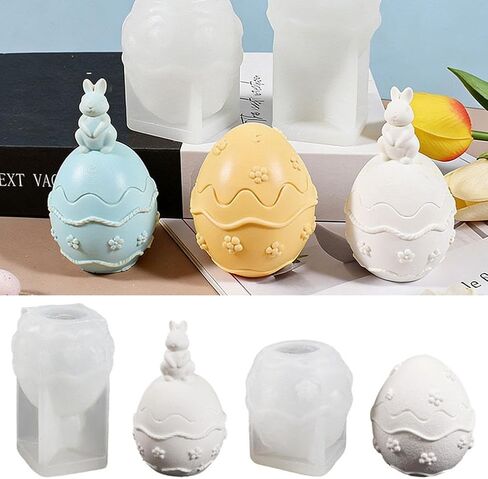 Easter Egg Rabbits Flower Candle Molds Silicone, Unique Flowe Egg Silicone Mold, DIY Making Craft Supplies Easter Gifts Home Decor, Effortless Demolding & Reusability in Saudi Arabia