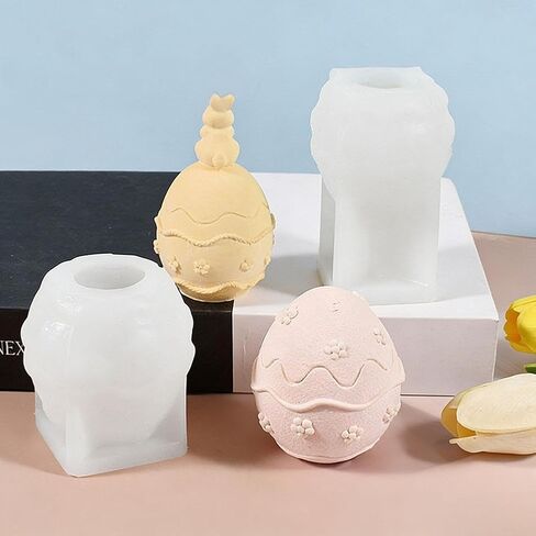 Easter Egg Rabbits Flower Candle Molds Silicone, Unique Flowe Egg Silicone Mold, DIY Making Craft Supplies Easter Gifts Home Decor, Effortless Demolding & Reusability in Saudi Arabia