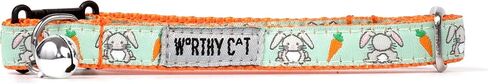 THE WORTHY DOG Breakaway Snap Cat Collar with Bell, Adjustable Nylon Safety Collar, Jelly Beans Patterned, Blue, One Size in Saudi Arabia