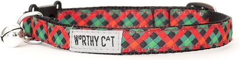 THE WORTHY DOG Breakaway Snap Cat Collar with Bell, Adjustable Nylon Safety Collar, Jelly Beans Patterned, Blue, One Size in Saudi Arabia