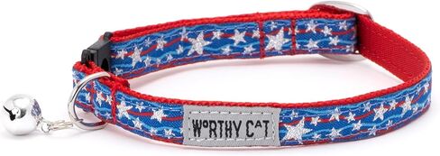 THE WORTHY DOG Breakaway Snap Cat Collar with Bell, Adjustable Nylon Safety Collar, Jelly Beans Patterned, Blue, One Size in Saudi Arabia