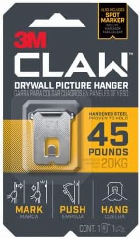 3M 3PH45M-1ES CLAW شماعة صور للجدار الجاف وعلامة، تحمل 45 رطلاً. - الكمية 4 in Saudi Arabia