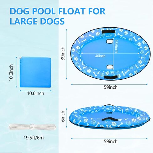 59'' x 39''Inflatable Dogs Pool Float with Rope - Tear Resistant Oxford Stable Support Puppy Floating Raft,Inflatable Summer Doggies Raft Toy for Small Medium Large Dogs Up to 88lb in Saudi Arabia
