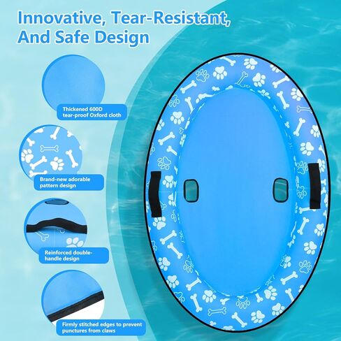 59'' x 39''Inflatable Dogs Pool Float with Rope - Tear Resistant Oxford Stable Support Puppy Floating Raft,Inflatable Summer Doggies Raft Toy for Small Medium Large Dogs Up to 88lb in Saudi Arabia
