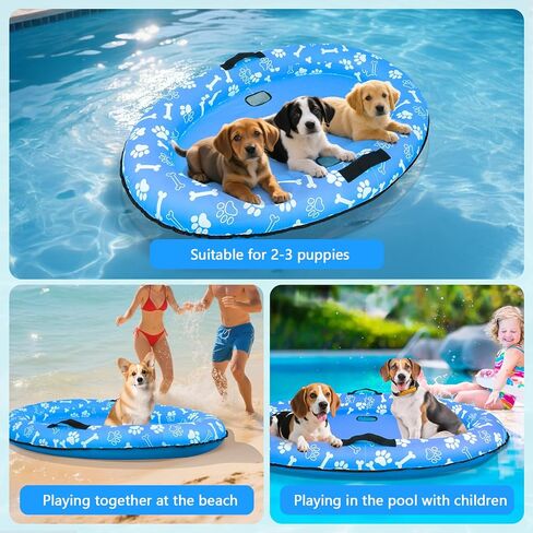 59'' x 39''Inflatable Dogs Pool Float with Rope - Tear Resistant Oxford Stable Support Puppy Floating Raft,Inflatable Summer Doggies Raft Toy for Small Medium Large Dogs Up to 88lb in Saudi Arabia
