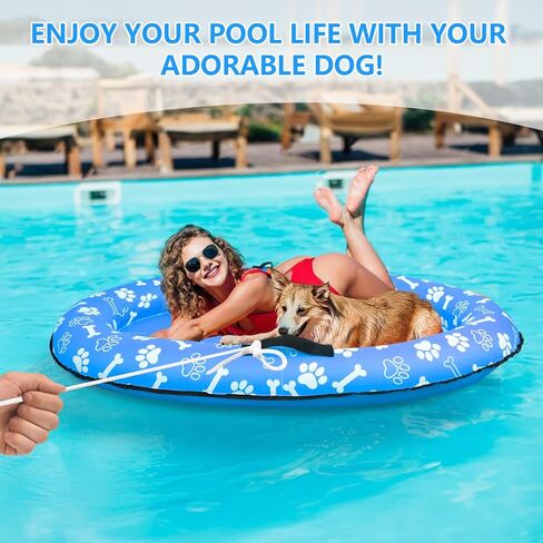 59'' x 39''Inflatable Dogs Pool Float with Rope - Tear Resistant Oxford Stable Support Puppy Floating Raft,Inflatable Summer Doggies Raft Toy for Small Medium Large Dogs Up to 88lb in Saudi Arabia