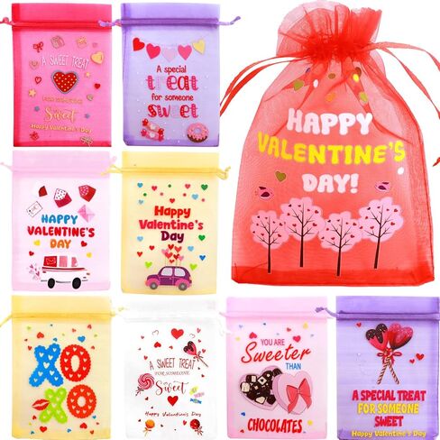 WorldBazaar Valentine's Day Organza Bags 30PCS with Drawstring 4 x 6 inch Valentine Gift Goodie Candy Treat Bags Love Wedding Holiday Classroom Office School Supplies in Saudi Arabia