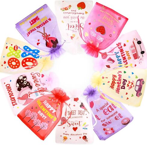 WorldBazaar Valentine's Day Organza Bags 30PCS with Drawstring 4 x 6 inch Valentine Gift Goodie Candy Treat Bags Love Wedding Holiday Classroom Office School Supplies in Saudi Arabia