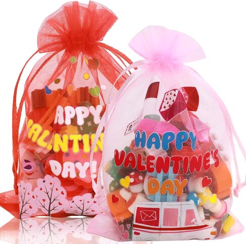 WorldBazaar Valentine's Day Organza Bags 30PCS with Drawstring 4 x 6 inch Valentine Gift Goodie Candy Treat Bags Love Wedding Holiday Classroom Office School Supplies in Saudi Arabia