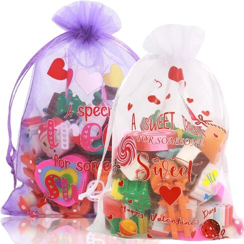 WorldBazaar Valentine's Day Organza Bags 30PCS with Drawstring 4 x 6 inch Valentine Gift Goodie Candy Treat Bags Love Wedding Holiday Classroom Office School Supplies in Saudi Arabia