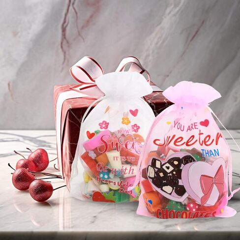 WorldBazaar Valentine's Day Organza Bags 30PCS with Drawstring 4 x 6 inch Valentine Gift Goodie Candy Treat Bags Love Wedding Holiday Classroom Office School Supplies in Saudi Arabia