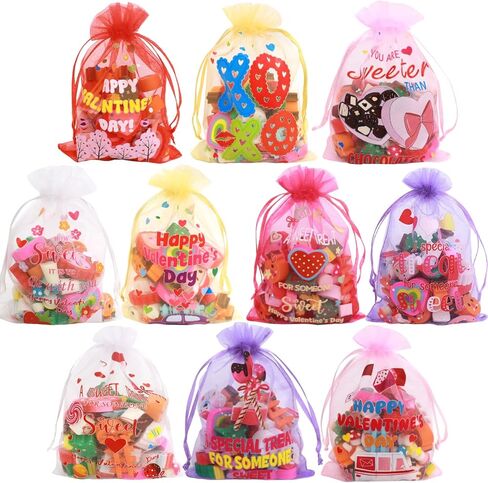 WorldBazaar Valentine's Day Organza Bags 30PCS with Drawstring 4 x 6 inch Valentine Gift Goodie Candy Treat Bags Love Wedding Holiday Classroom Office School Supplies in Saudi Arabia