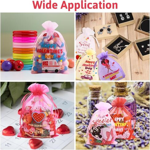 WorldBazaar Valentine's Day Organza Bags 30PCS with Drawstring 4 x 6 inch Valentine Gift Goodie Candy Treat Bags Love Wedding Holiday Classroom Office School Supplies in Saudi Arabia