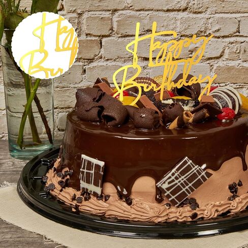 6 قطع من أعلى كعكة عيد ميلاد سعيد ذهبية، علامة عيد ميلاد سعيد للكيك، مرآة زينة جانبية من الأكريليك للكب كيك، زخارف كب كيك، 6 أنماط، لوازم الحفلات المتينة in Kuwait
