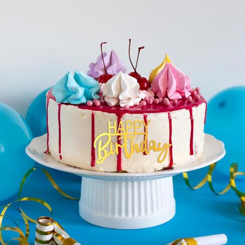 6 قطع من أعلى كعكة عيد ميلاد سعيد ذهبية، علامة عيد ميلاد سعيد للكيك، مرآة زينة جانبية من الأكريليك للكب كيك، زخارف كب كيك، 6 أنماط، لوازم الحفلات المتينة in Kuwait
