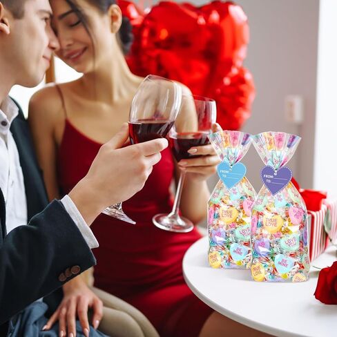 Zhanmai 300 جهاز كمبيوتر شخصى كبير عيد الحب المحادثة القلب أكياس السيلوفان مجموعة السائبة 7 × 13 بوصة 150 عيد الحب علاج جودي أكياس الهدايا 150 القلب هدية العلامات لعيد الحب حفل زفاف لصالح اللوازم in Saudi Arabia