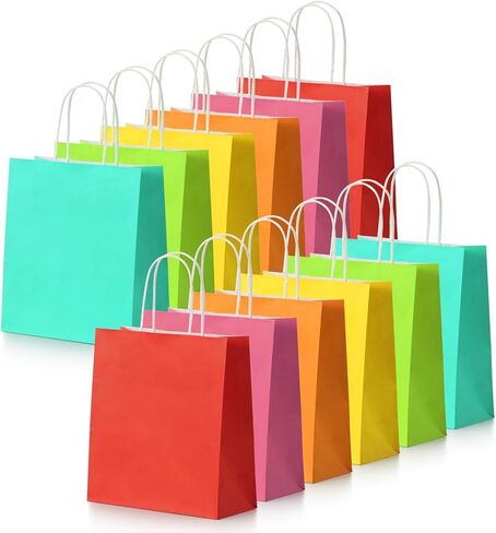 Parmedu Small Paper Gift Bags with Handles - 30 Pack 8.7"x3.5"x7.9" Colorful Party Favor Bags Bulk, Gift Bags for Christmas, Birthdays, Weddings, Festivals, and Parties (6 Colors) in Saudi Arabia