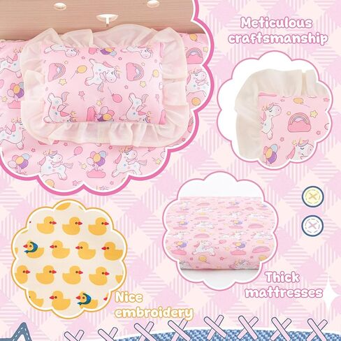 6 Set 18 Inch Doll Bedding Accessories Set, Included Comforter, Mattress, Pillow Cute Accessories- Fits 18 Doll Beds, Bunkbeds, Cribs and Cradles, Featuring Pretty Lace and a Securing Cord in Saudi Arabia