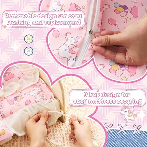 6 Set 18 Inch Doll Bedding Accessories Set, Included Comforter, Mattress, Pillow Cute Accessories- Fits 18 Doll Beds, Bunkbeds, Cribs and Cradles, Featuring Pretty Lace and a Securing Cord in Saudi Arabia