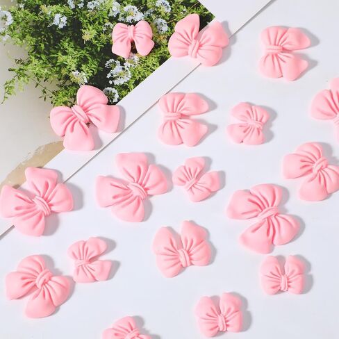 60Pcs Bowknot Cupcake Toppers, Pink Bow Cake Toppers Bowknot Cake Decorations Bows Cakes Decor for Birthday Theme Parties Bridal Engagement Wedding Baby Showers Birthday Party (3Size) in Kuwait