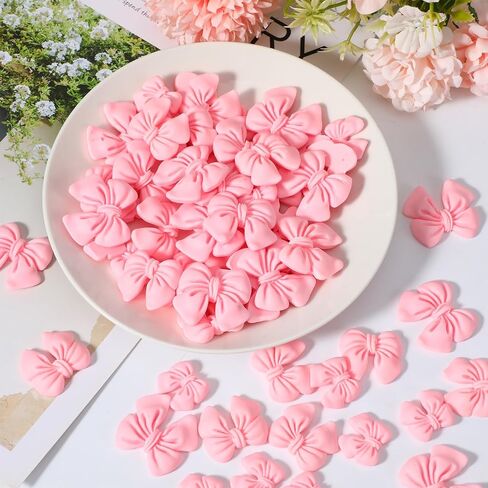 60Pcs Bowknot Cupcake Toppers, Pink Bow Cake Toppers Bowknot Cake Decorations Bows Cakes Decor for Birthday Theme Parties Bridal Engagement Wedding Baby Showers Birthday Party (3Size) in Kuwait